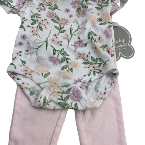 Baby Outfit Set Size 6m Infant Girls Bodysuit Plush Pants Headband Floral 4pc - Picture 2 of 8